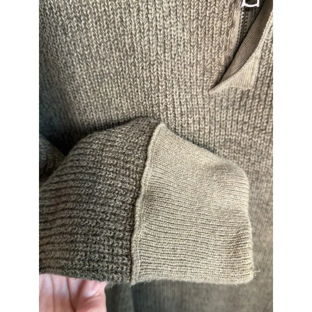 Banana Republic 1/4 Zip Knit Sweater with Shoulder Patches Olive Green Men's XXL